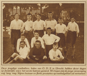 872143 Groepsportret van het jeugdvoetbalelftal van O.D.S. te Utrecht, bij het 5-jarig bestaan van de club.